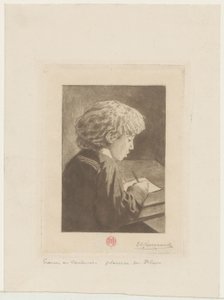 Garçon écrivant - Henri Charles Guérard (signed by artist)