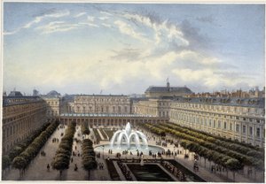 Jardin du Palais-Royal, vers 1820 dans Vues de Paris par Courvoisier 1827