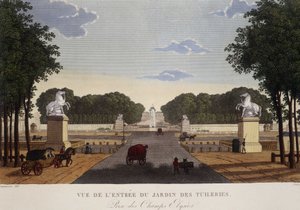 Entrée du jardin des Tuileries vue des Champs-Élysées, vers 1820 - dans "Vues de Paris" par Courvoisier - Henri Courvoisier Voisin