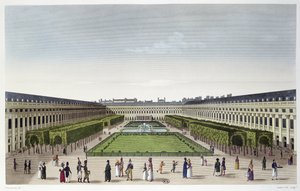 Vue des jardins du Palais Royal, vue des Galeries de Bois, gravée par Aubert Fils, vers 1815-20 - Henri Courvoisier Voisin