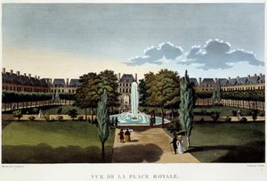 Vue de la Place Royale (Place des Vosges) - Paris par Courvoisier - Henri Courvoisier Voisin