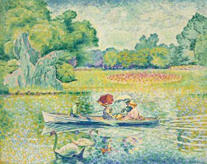Promenade en barque au bois de Boulogne, vers 1899-1900