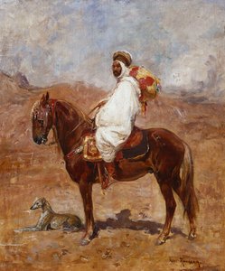 Un Arabe à cheval dans un paysage désertique - Henri Emilien Rousseau