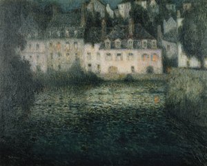 Maison sur la rivière au clair de lune, Quimperlé - Henri Eugene Augustin Le Sidaner