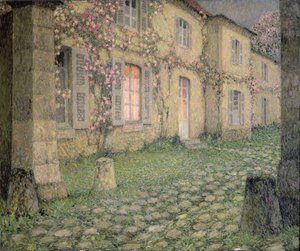 Maison avec des Roses au Crépuscule, c.1928 - Henri Eugene Augustin Le Sidaner