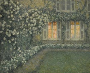 Le jardin blanc au crépuscule - Henri Eugene Augustin Le Sidaner