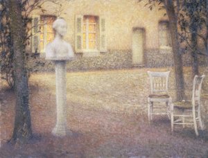 Le Buste dans le Jardin au Crépuscule