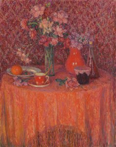 La table, harmonie en rouge - Henri Eugene Augustin Le Sidaner