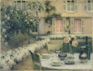 La Table dans le jardin blanc à Gerberoy - Henri Eugene Augustin Le Sidaner