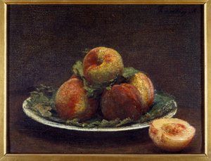 Une assiette de pêches - Ignace Henri Jean Fantin Latour