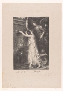 Ange et personnification de la renommée apportant une couronne funéraire à la tombe de Johannes Brahms