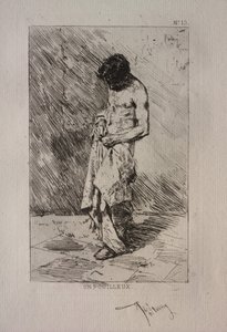 Homme cherchant des puces