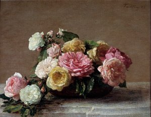 Roses dans une tasse - Ignace Henri Jean Fantin Latour