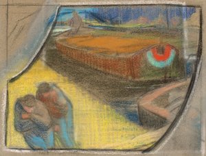 Hommes tirant une péniche [Étude pour Boubourouche]
