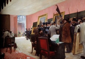 Une session du jury de peinture au Salon des artistes français (1883) au Palais de l
