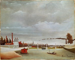 Les Rives de la Seine. Paysage de la Seine. Peinture de Henri Rousseau - Henri J.F. Rousseau