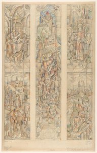 Projet de carton pour un vitrail, dans le nouveau bâtiment du gouvernement à Maastricht - Henri Jonas (signed by artist)
