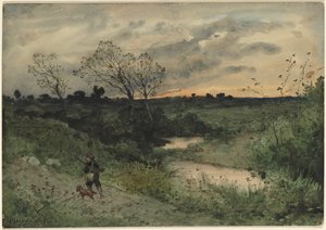 Aube—Chasseur avec chien