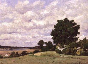Paysage avec rivière depuis le jardin du Château de Beauvoir