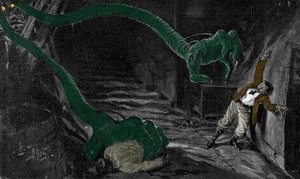Le roman « La Guerre des Mondes » par H. G. Wells (Herbert George) (1866-1946). Illustration de H. Lanos. Début du siècle. - Henri Lanos
