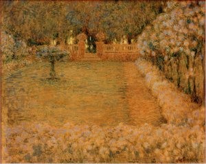 Le jardin blanc au crépuscule de Gerberoy - Henri Le Sidaner