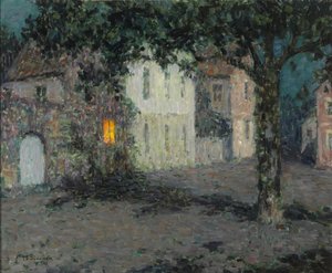 Place de la ville au clair de lune à Cherbourg, vers 1934