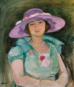 Portrait de Marthe Lebasque avec un chapeau violet