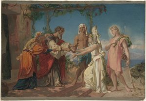 Tobias conduit son épouse Sarah chez son père, Tobit - Henri Lehmann