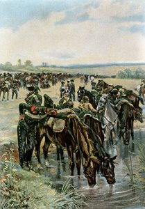 Le colonel Castex nourrit les chevaux avant une charge