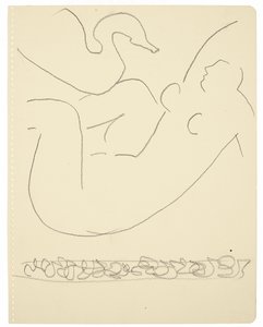 Etude (Léda et le cygne) (black Conté crayon on paper) - Henri Matisse