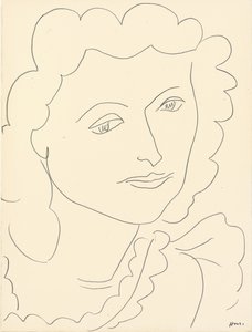 Large Head (Lucienne) (crayon on paper) - Henri Matisse