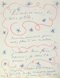 Lettre du peintre à Florence Gould (née en 1895), 29 juillet 1948 (plume et crayon sur papier) - Henri Matisse