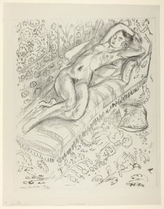 Nu se reposant sur une chaise sur fond de moucharabieh - Henri Matisse