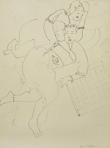 Odalisques avec damier, vers 1928 (plume et encre noire sur papier) - Henri Matisse