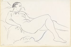 Nu féminin couché (craie noire et blanche sur papier) - Henri Matisse
