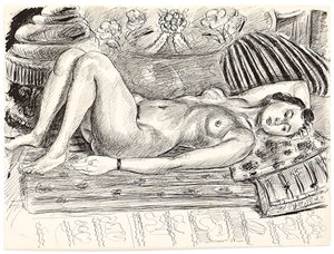 Nu couché sur un brasero, vers 1926-1927 (plume et encre de Chine sur papier) - Henri Matisse