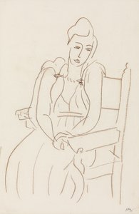 Femme assise (crayon de cire brun sur papier) - Henri Matisse