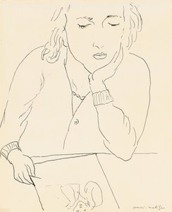 Femme lisant (plume et encre sur papier) - Henri Matisse