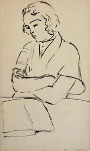 Femme lisant, vers 1922 (plume et encre noire sur papier) - Henri Matisse
