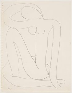 Femme assise avec un bras sur la tête (crayon sur papier) - Henri Matisse