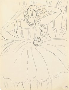 Femme en robe de soirée (plume et encre sur papier) - Henri Matisse