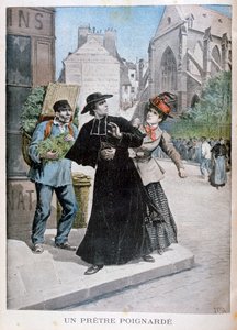 Un prêtre catholique est poignardé par une femme dans la rue, France, 1897 - Henri Meyer