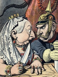 Caricature de la reine Victoria et caricature de Guillaume II d