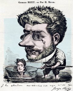 Georges Bizet (1838-1875), compositeur français - Caricature avec autographe de Bizet, par Henri Meyer dit Reyem (1844-1899) pour Diogène - Henri Meyer
