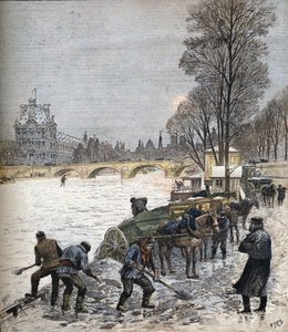 Paris sous la neige en 1895 Petit journal de 1895 (gravure) - Henri Meyer