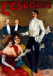 Affiche publicitaire pour le chanteur français, Etsugua, vers 1890