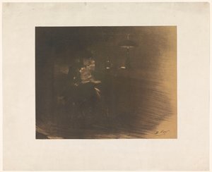 Pièce sombre avec une femme lisant - Henri Patrice Dillon (signed by artist)