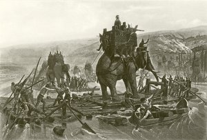 Hannibal traversant le Rhône - Henri Paul Motte
