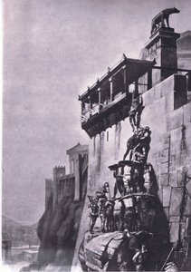 Les oies qui ont sauvé Rome, des affiches scolaires MacMillan, vers 1950-60s - Henri Paul Motte