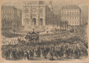 Les funérailles de Gioacchino Rossini. Le cortège funèbre quitte l